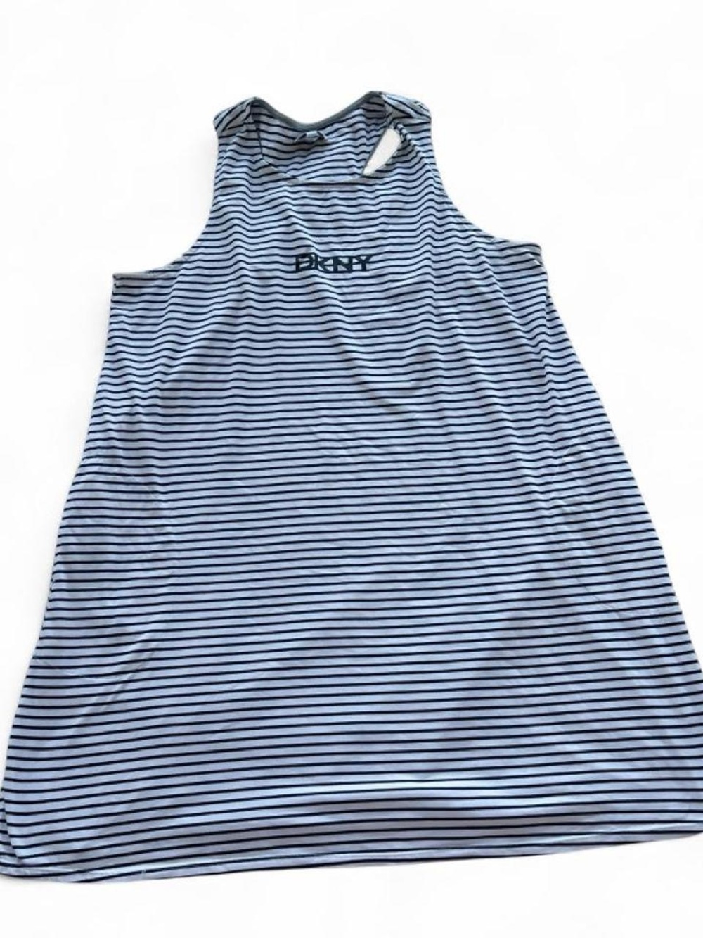 DKNY Striped Tank Dress in Black and White